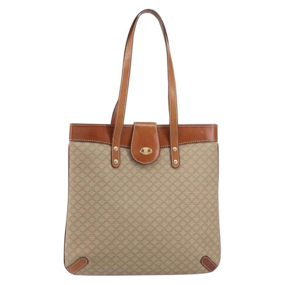 CELINE Macadam Canvas Tote Bag PVC Beige Gold Auth 156447 - Picture 13 of 16